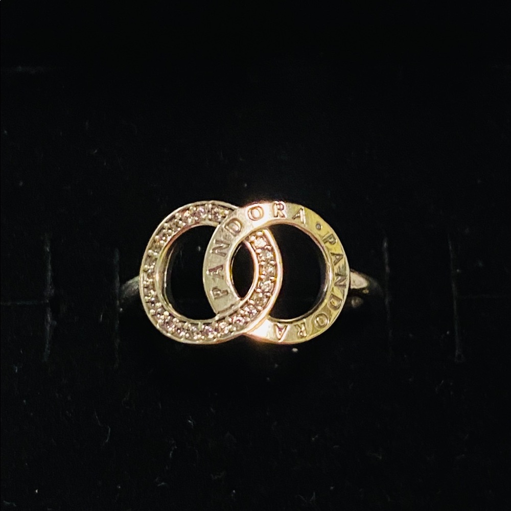 Authentic PANDORA Silver CZ Circles Ring Sz. 48